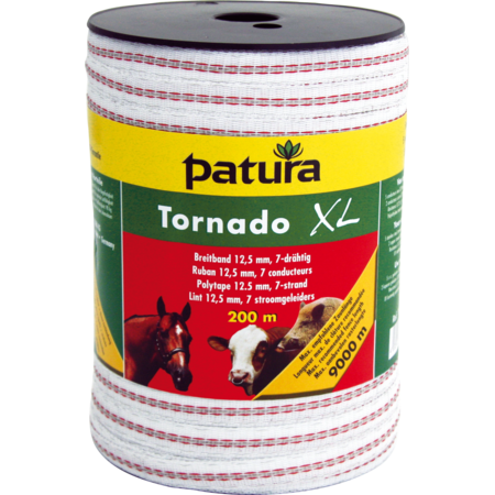 Tornado XL Polytape 12.5mm, 200 m spool 5 stainless steel 0.20 mm, 2  copper 0.30 mm, white- red