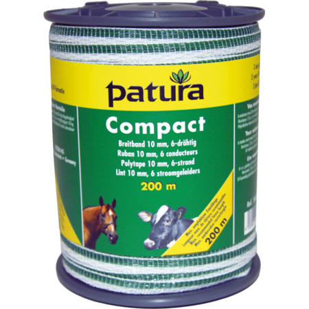 Compact lint 10mm wit/groen, 200m rol