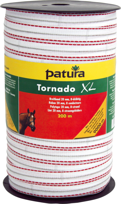 Tornado XL Polytape 20 mm, 200 m spool 6 stainless steel 0.20 mm, 2 copper 0.30 mm, white- red