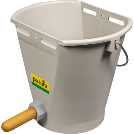 Feeding Bucket with teat 9l, grey with teat and valve