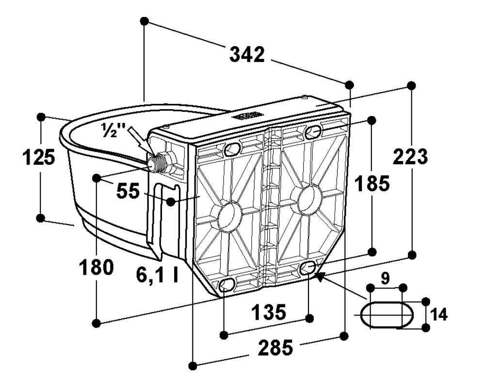 Float Valve Bowl Mod. 135PN high pressure valve, capacity 6 l, hookup 1/2" from right or left