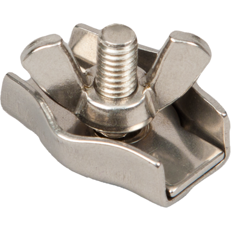 Polywire Clamp, stainless steel, with wing nut, for polywires up to 4 mm (qty 5)