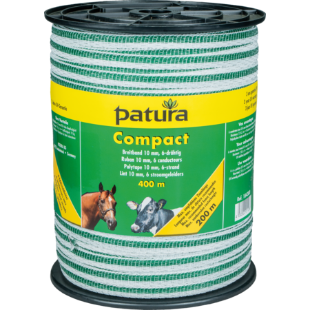 Compact Polytape 10 mm, 6-strand, 0.30 mm, white-green, 400 m spool