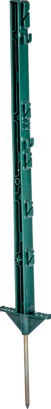 Piquet en plastique, 0,73 m, vert avec 5 passe-fils, pointe en fer, les 10