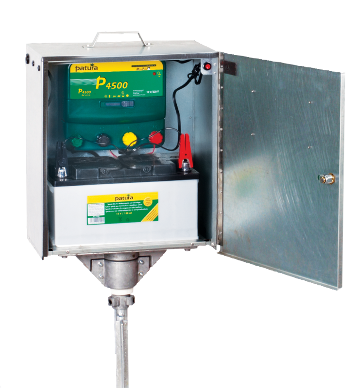 P4500 Multi-Function Energiser for 230 V/12 V, with vandal-proof box and earth stake