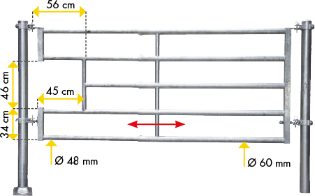 Abtrennung R5 (1/2) Becken Montagelänge 1,75 - 2,55 m