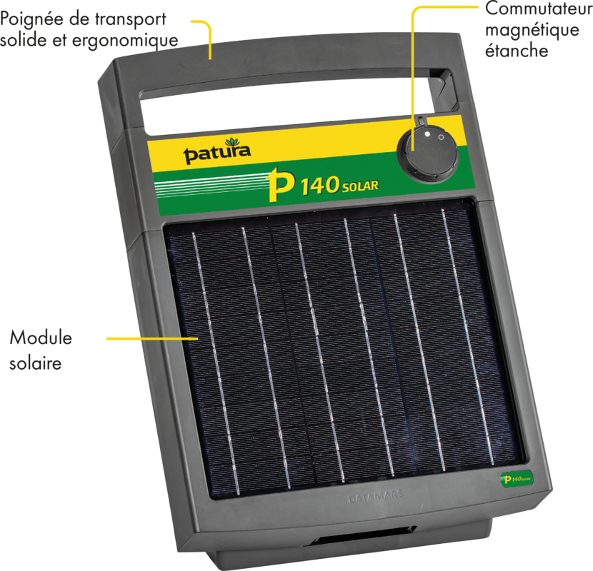 P140 Solar Electrificateur avec module solaire 9,6 W, batterie 12V/7Ah